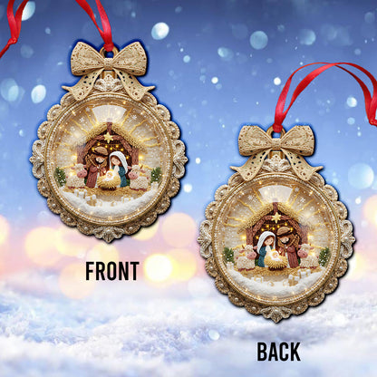 Festive Christmas Latch Hook Yarn Nativity Ornament - Personalized Christian Ornament