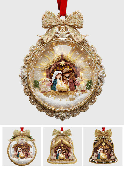 Festive Christmas Latch Hook Yarn Nativity Ornament - Personalized Christian Ornament