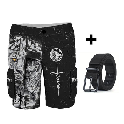 Love Jesus - Personalized Christian Cargo Shorts With Belt