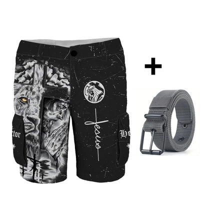 Love Jesus - Personalized Christian Cargo Shorts With Belt