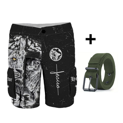 Love Jesus - Personalized Christian Cargo Shorts With Belt