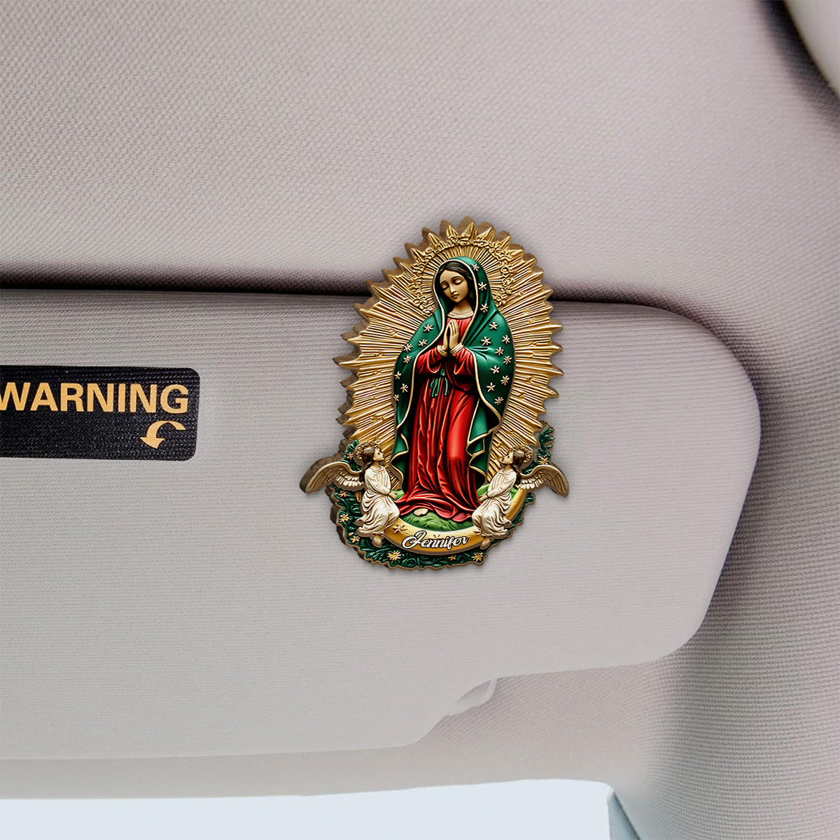 Our Lady Of Guadalupe - Personalized Christian Shaped Car Visor Clip