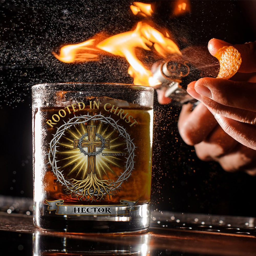 Rooted in Christ Whiskey Glass - Personalized Christian Whiskey Glass