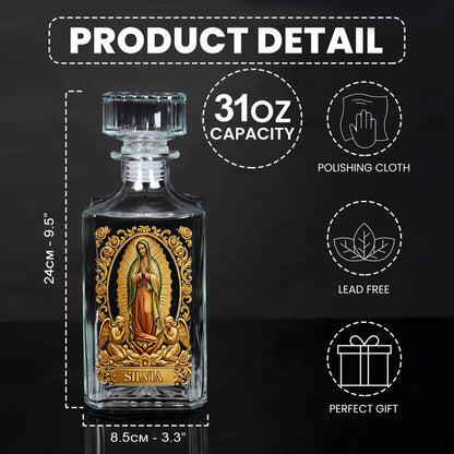 Our Lady Of Guadalupe - Personalized Christian Whiskey Decanter Set