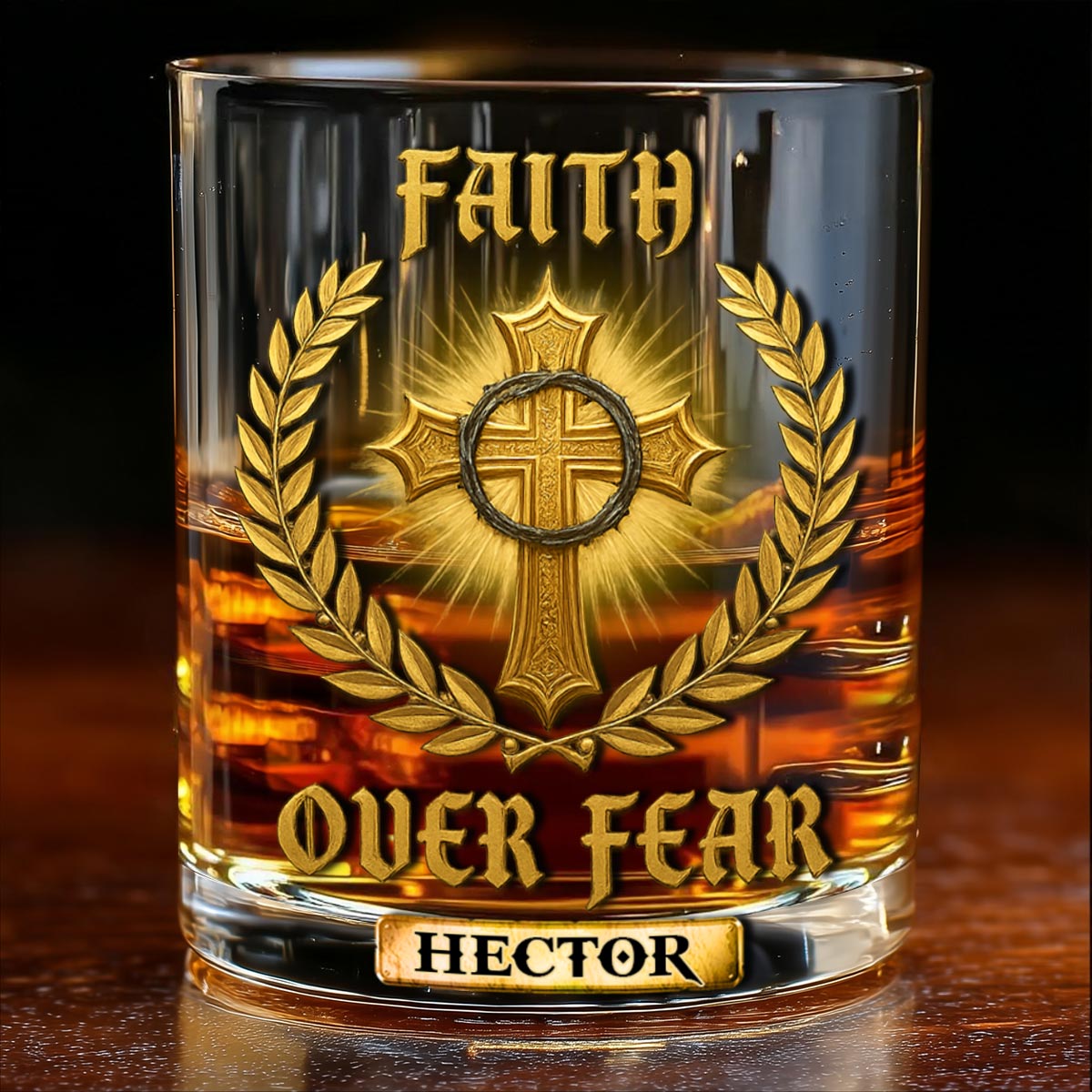 Faith Over Fear - Personalized Christian Whiskey Glass