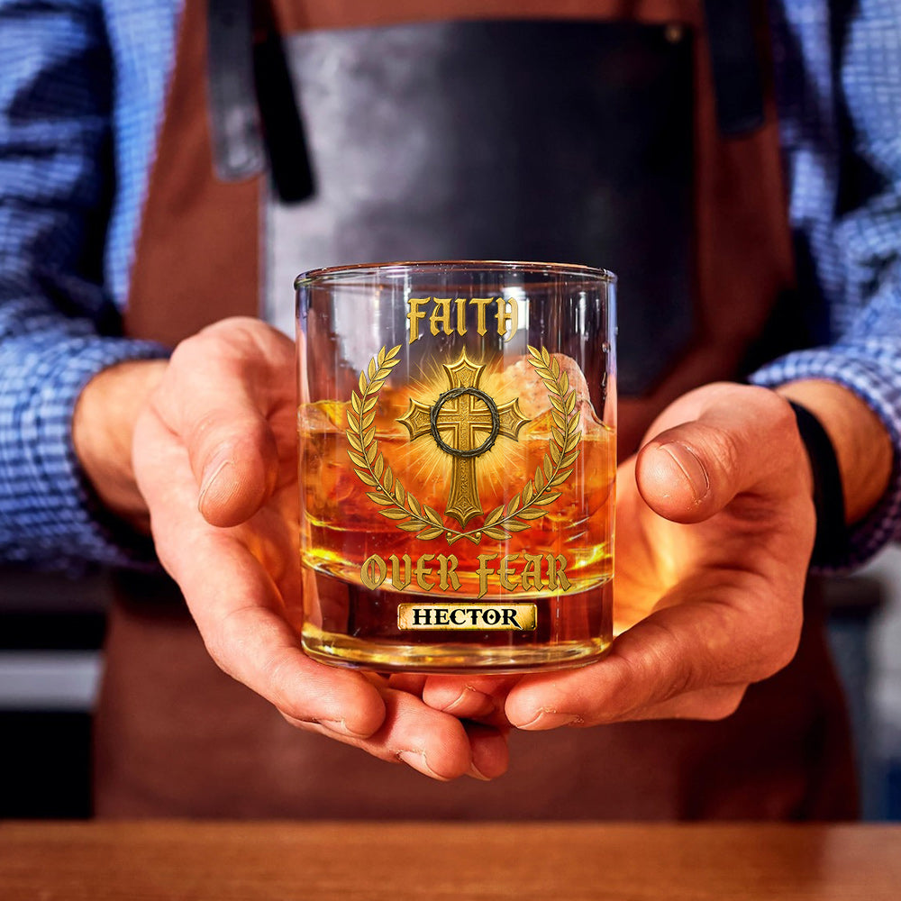 Faith Over Fear - Personalized Christian Whiskey Glass