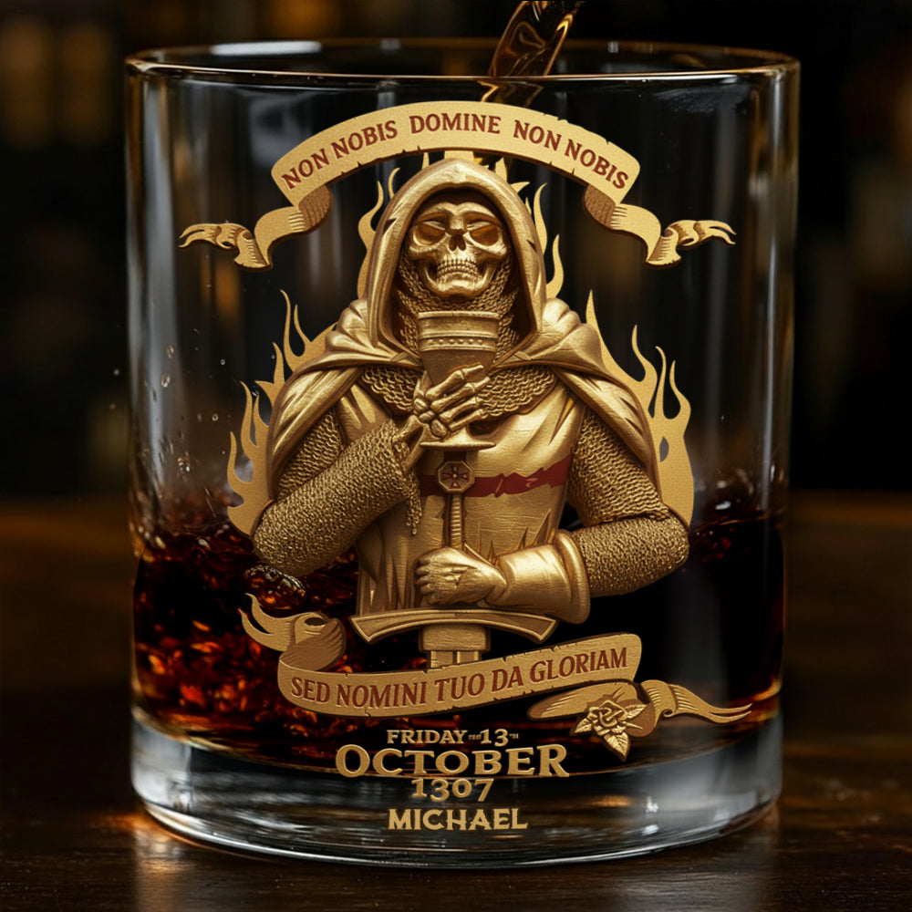 Non nobis Domine, non nobis, sed nomini tuo da gloriam - Personalized Christian Whiskey Glass