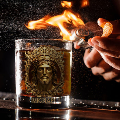 Jesus Christ King Of Kings Lord of Lords - Personalized Christian Whiskey Glass