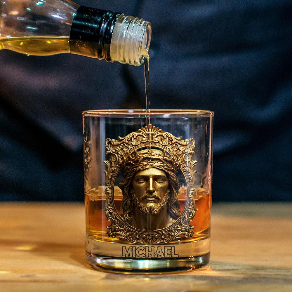 Jesus Christ King Of Kings Lord of Lords - Personalized Christian Whiskey Glass