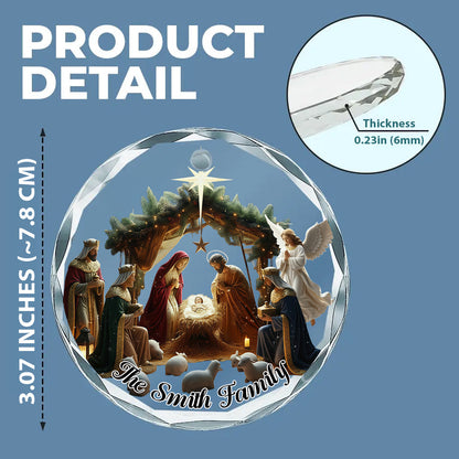 Christmas Nativity Glass Ornament - Hand-Painted Heirloom Collectible for Home Decor - Personalized Christian Round Shaped Glass Ornament