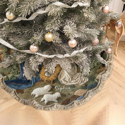 Nativity Moment - Personalized Christian Shaped Tree Skirt