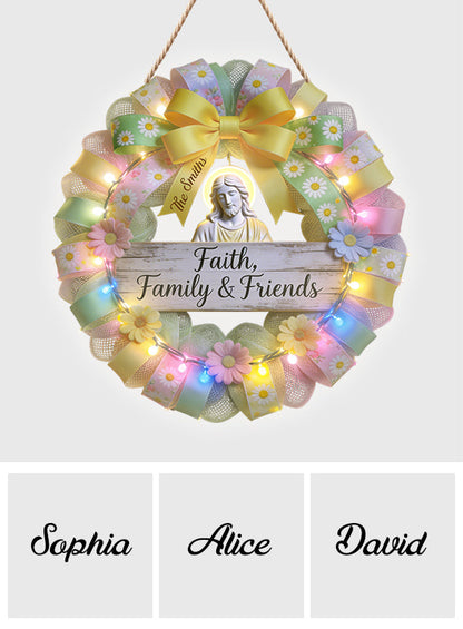 Faith, Family, Friends - Personalized Christian LED Light Acrylic Sign