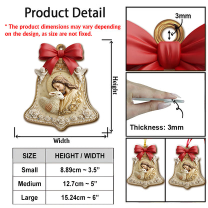 Christmas Jesus & Lamb Devotional Ornament - Intricate Holy Family Keepsake for Christian Home & Gifting - Personalized Christian Ornament