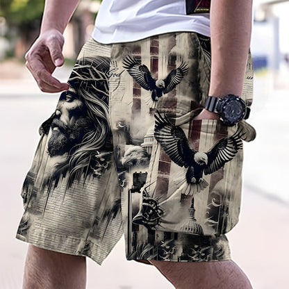 One Nation Under God - Personalized Christian Cargo Shorts With Belt