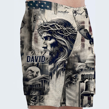 One Nation Under God - Personalized Christian Cargo Shorts With Belt