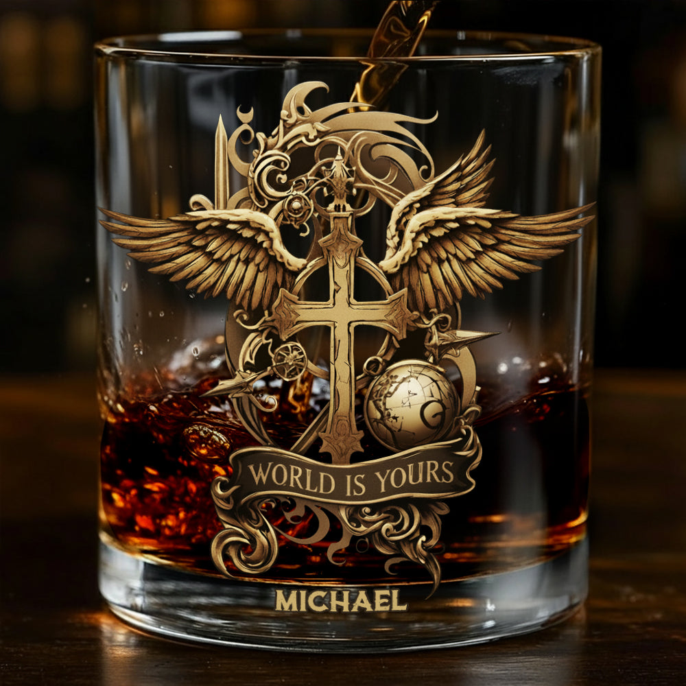 World Is Your - Personalized Christian Whiskey Glass