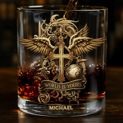 World Is Your - Personalized Christian Whiskey Glass