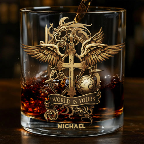 World Is Your - Personalized Christian Whiskey Glass