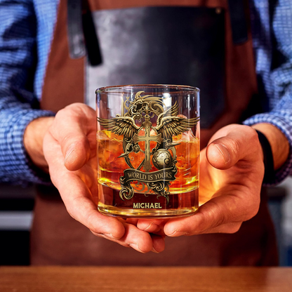 World Is Your - Personalized Christian Whiskey Glass