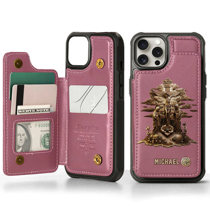 Christmas Sacred Crucifixion Sculpture - Personalized Christian Wallet Phone Case