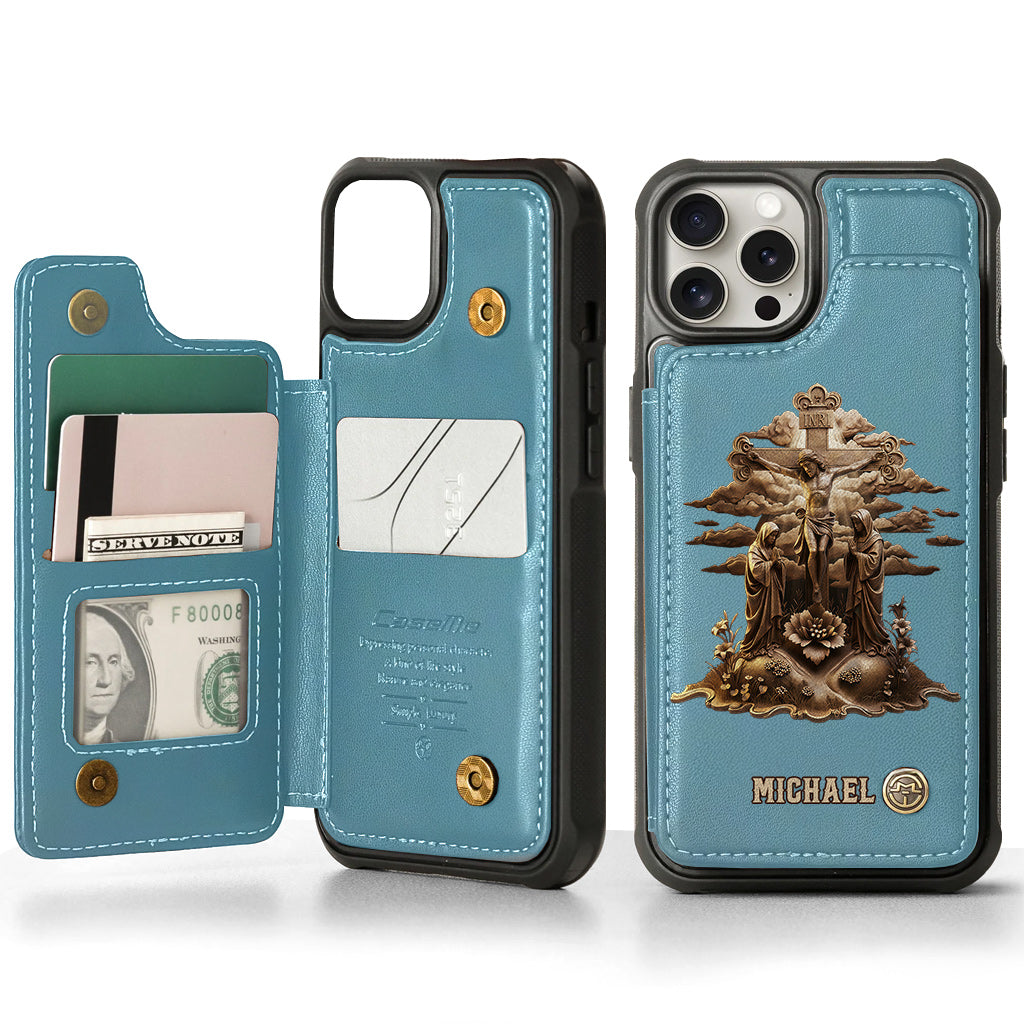 Christmas Sacred Crucifixion Sculpture - Personalized Christian Wallet Phone Case