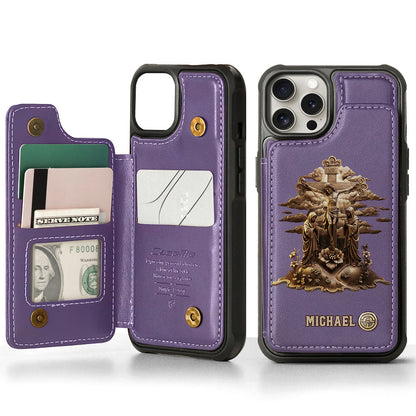 Christmas Sacred Crucifixion Sculpture - Personalized Christian Wallet Phone Case