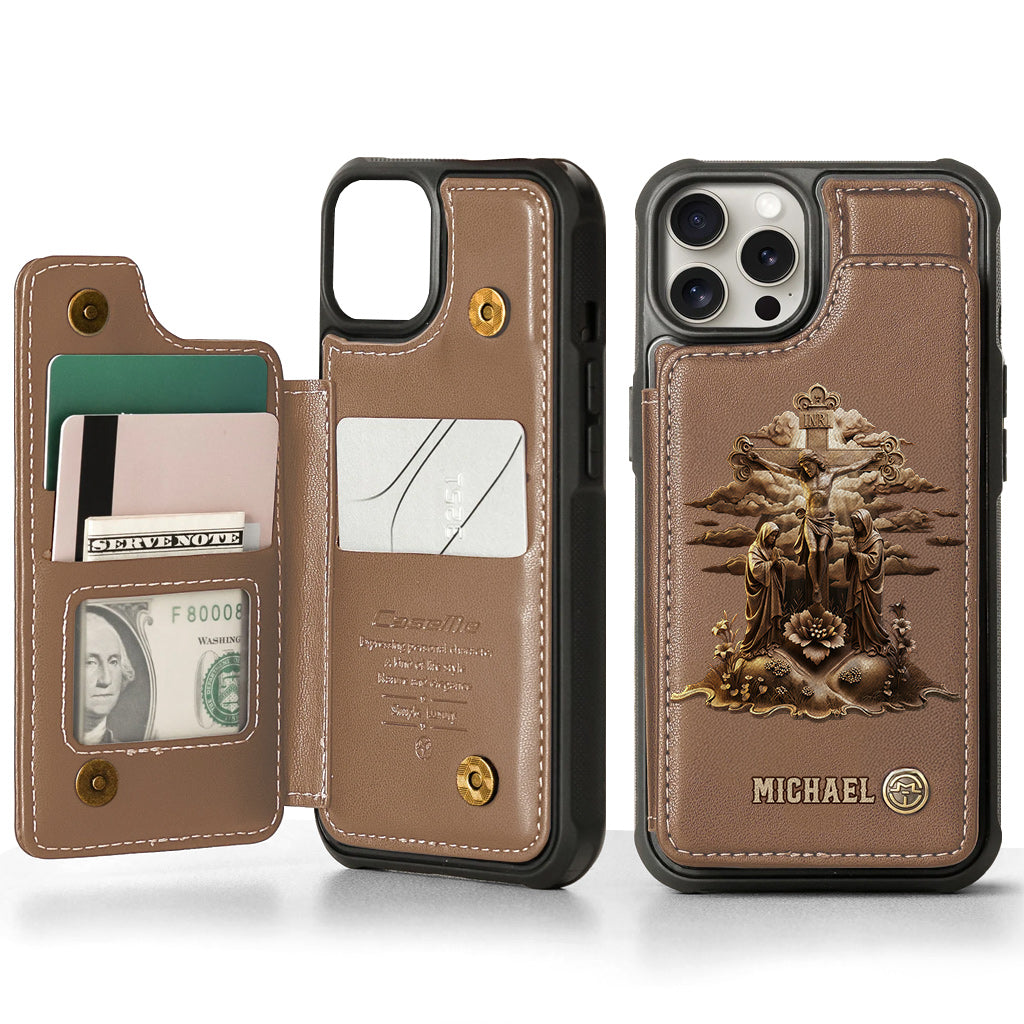 Christmas Sacred Crucifixion Sculpture - Personalized Christian Wallet Phone Case
