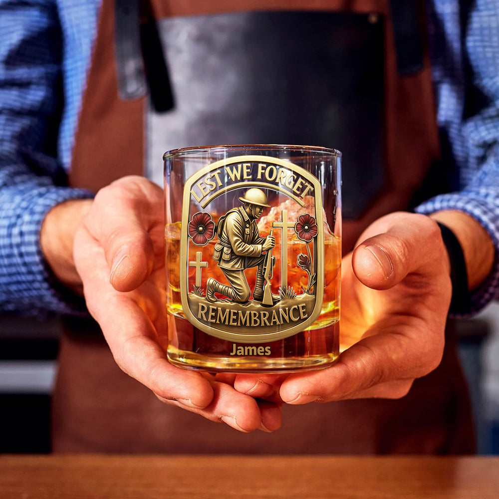Remembrance Soldier - Personalized Christian Whiskey Glass