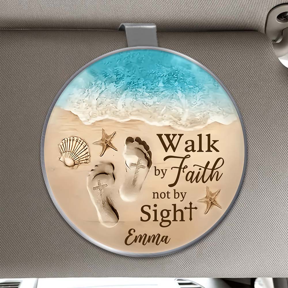 Walk By Faith Not By Sight - Personalized Christian Shaped Car Visor Clip