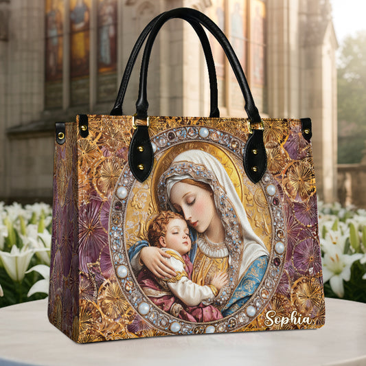 Floral Maria - Personalized Christian Leather Handbag