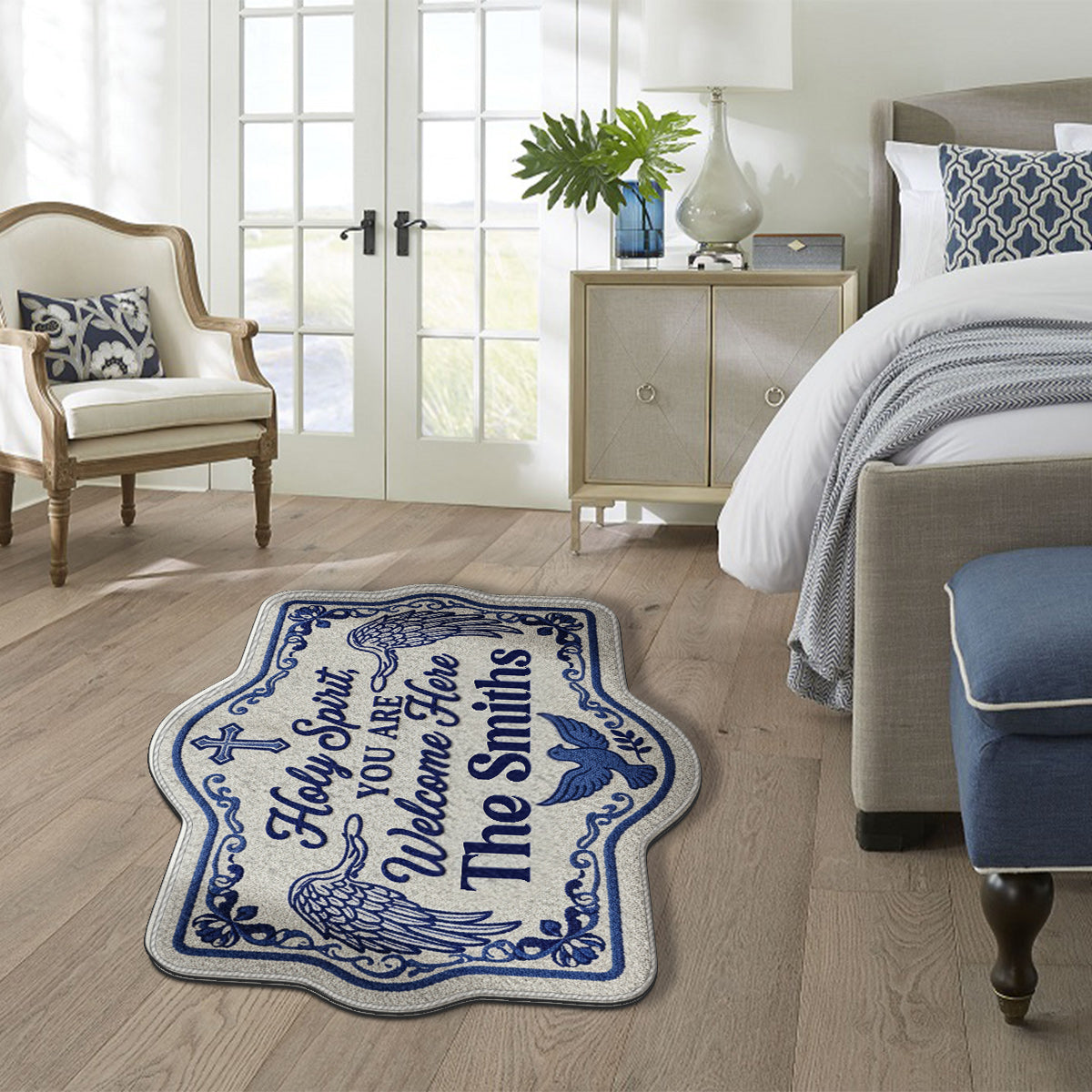 Holy Spirit, You Are Welcome Her - Personalized Christian Non-Slip Tufted Rug