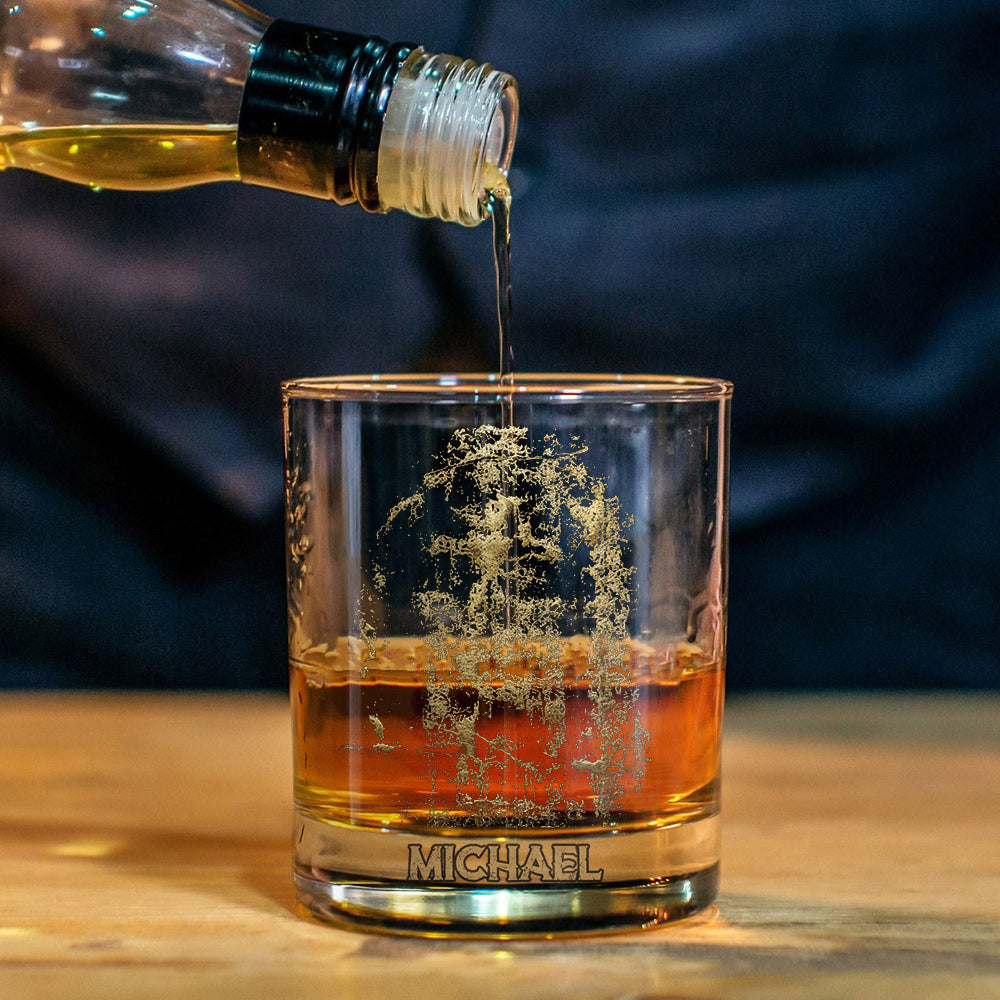 Christmas Gift Shroud of Turin Jesus Face Whiskey Glass, Unique Spiritual Present for Devout Men - Personalized Christian Whiskey Glass
