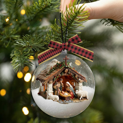 In God We Trust - Personalized Christian Snow Globe Ornament With Bow