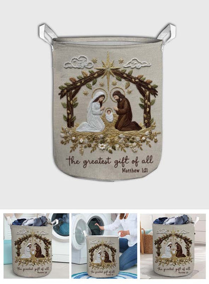 The Greatest Gift Of All Nativity Scene Holy Night - Christian Storage Basket