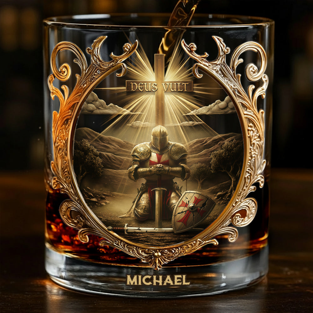 Deus vult - Personalized Christian Whiskey Glass
