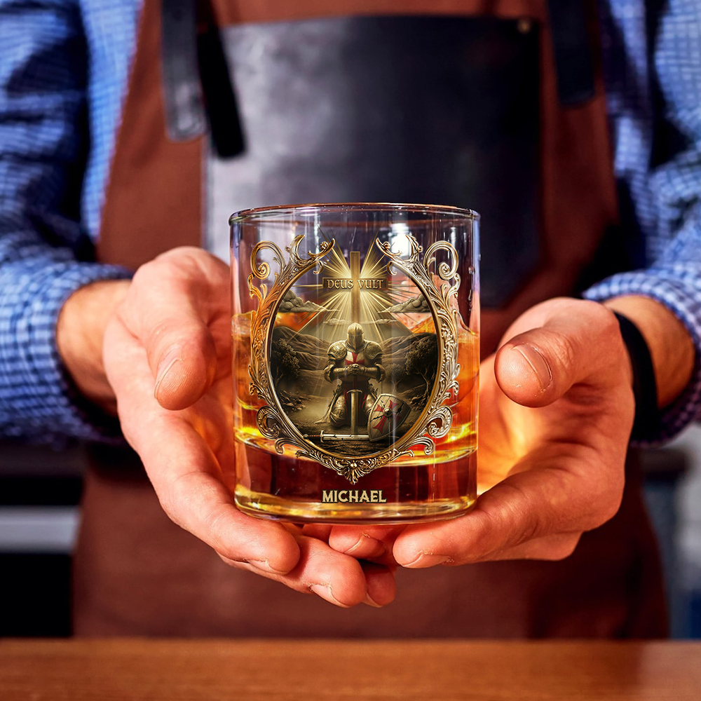 Deus vult - Personalized Christian Whiskey Glass