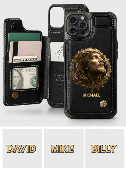 Christmas Jesus Christ Face with Crown of Thorns - Personalized Christian Wallet Phone Case