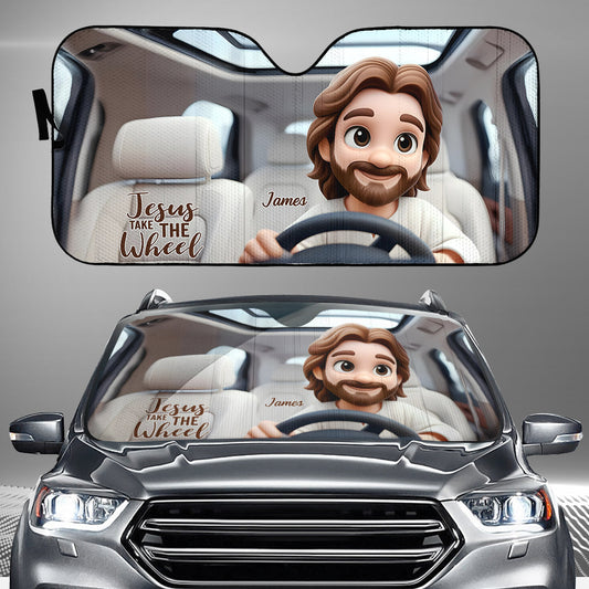 Jesus Take The Wheel - Personalized Christian Car Sunshade