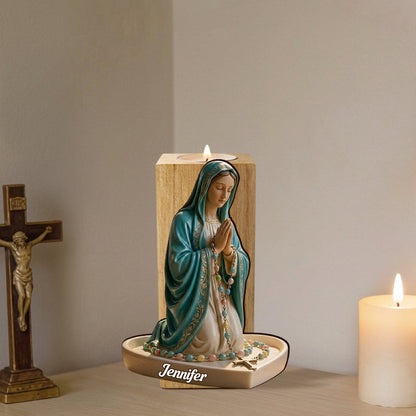 Believe - Personalized Christian Custom Shape Wooden Candle Holder