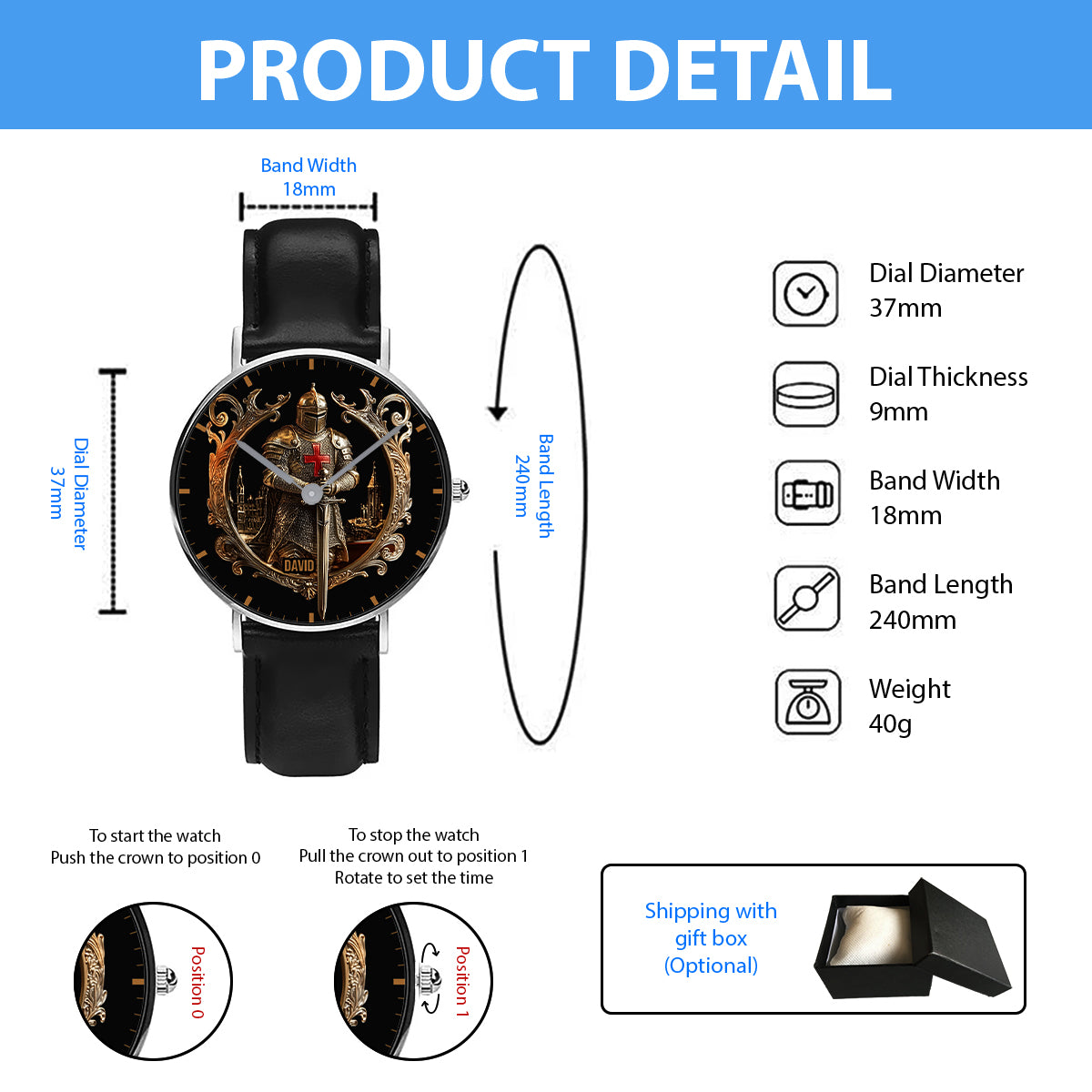 Knight Of God - Personalized Christian Hand Watch