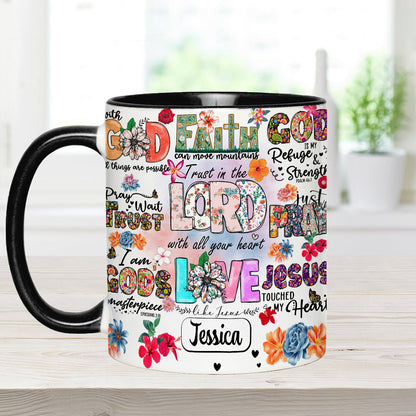 Pray Wait Trust - Personalized Christian Accent Mug