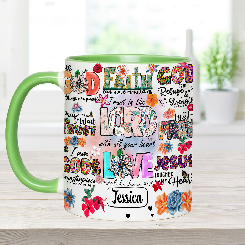 Pray Wait Trust - Personalized Christian Accent Mug