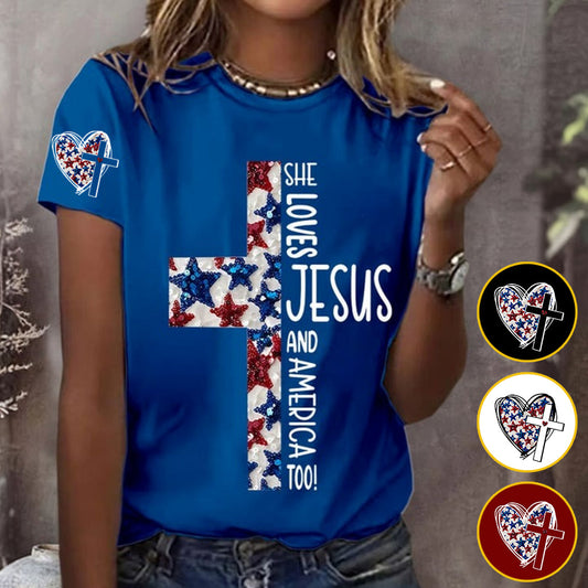 She Jesus And Love America Too - Personalized Christian All Over Shirt