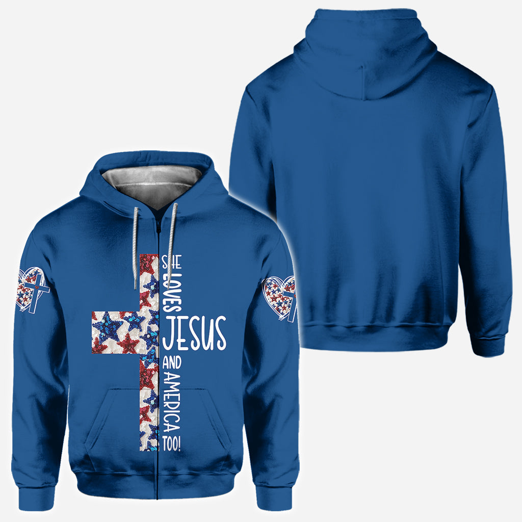 She Jesus And Love America Too - Personalized Christian All Over Shirt