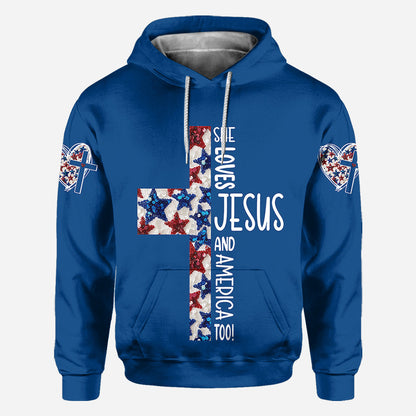 She Jesus And Love America Too - Personalized Christian All Over Shirt