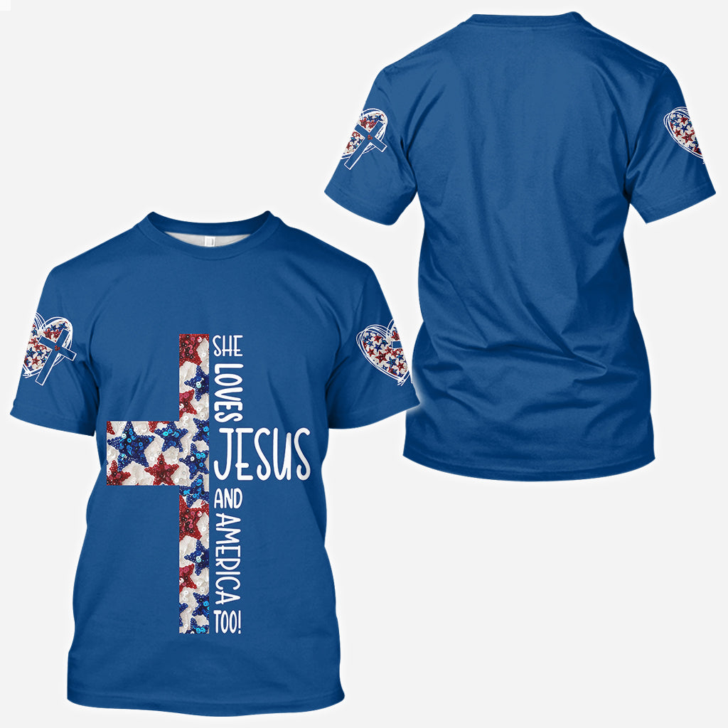 She Jesus And Love America Too - Personalized Christian All Over Shirt