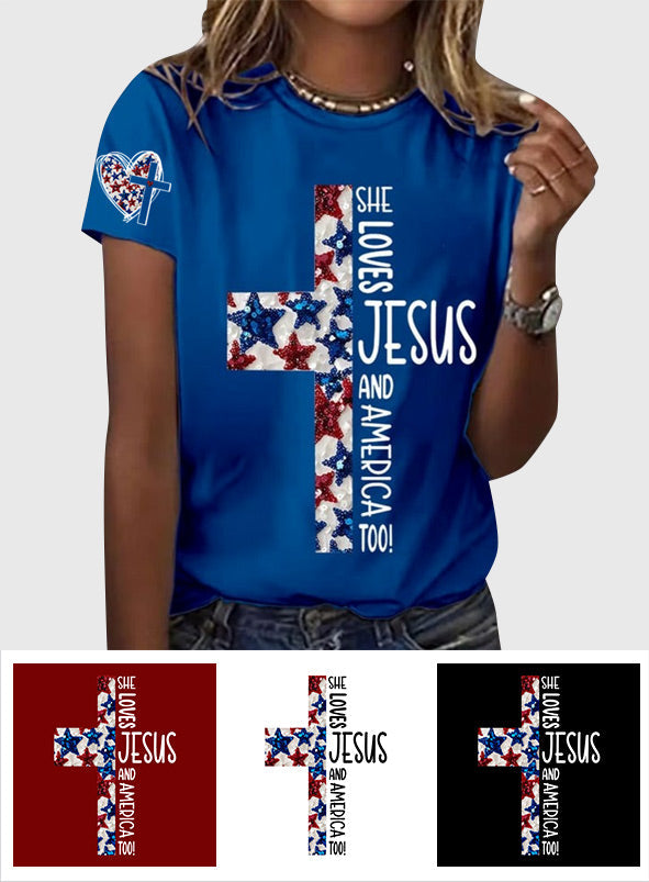 She Jesus And Love America Too - Personalized Christian All Over Shirt