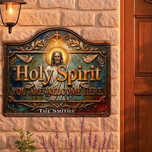 You Are Welcome Here - Personalized Christian Cut Metal Sign