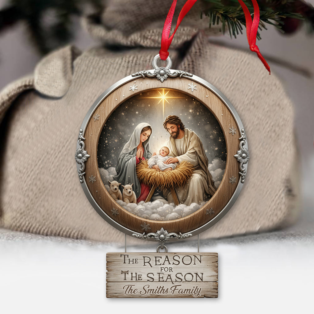 Christmas Nativity Holy Family Ornament - "Reason for the Season" Manger Scene Keepsake Gift for Christian Homes - Personalized Christian Ornament