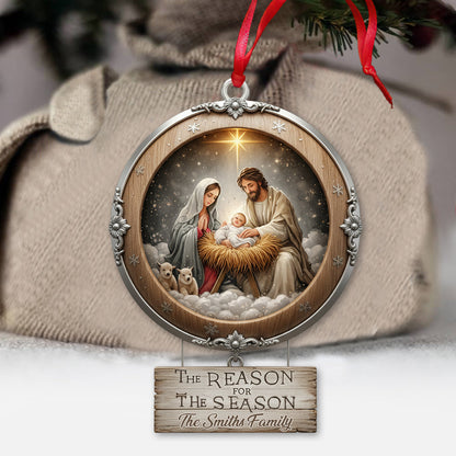 Christmas Nativity Holy Family Ornament - "Reason for the Season" Manger Scene Keepsake Gift for Christian Homes - Personalized Christian Ornament
